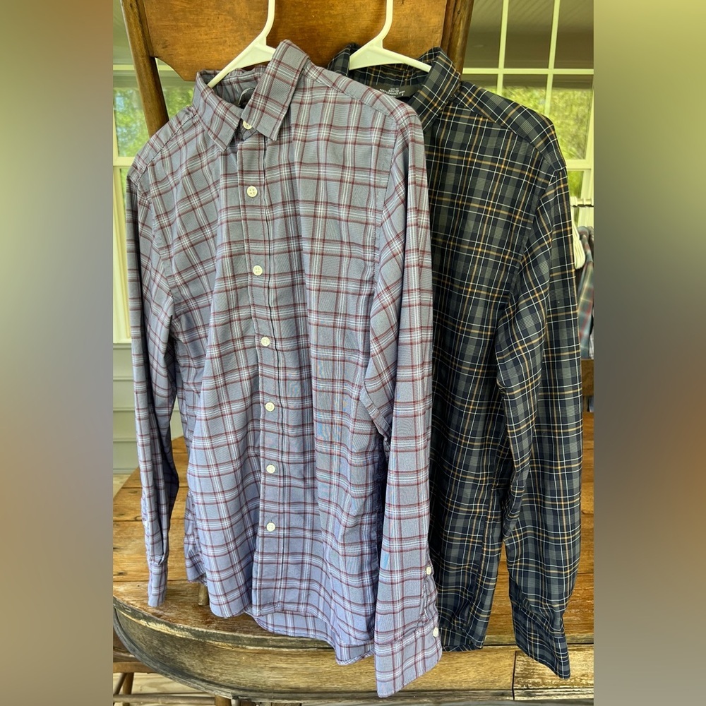 2 Benton Performance Long Sleeve Button Down Men’s Shirts Member’s Mark Slim S
